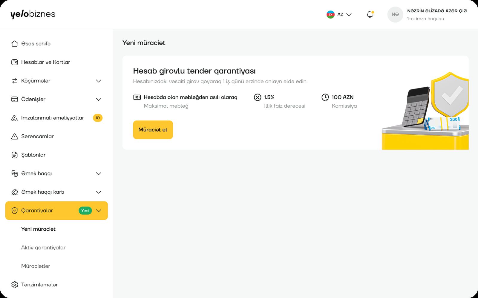 Yelo Biznes guarantee promo card on the new applications page